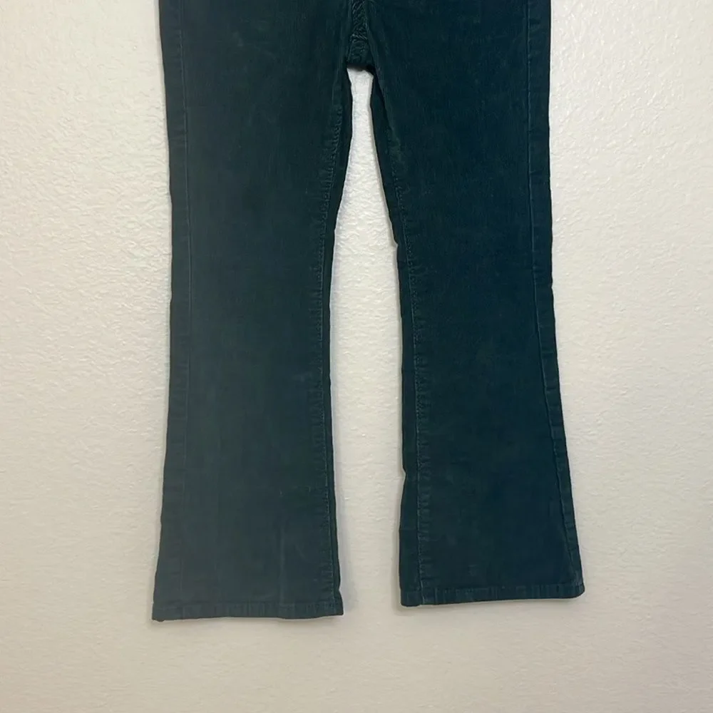 Old Navy High Rise Flare Pants Girls 7 Emerald Green Corduroy Soft Stretch